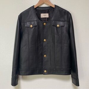 Celine Lambskin Leather Chasseur Jacket Women’s 10 Black